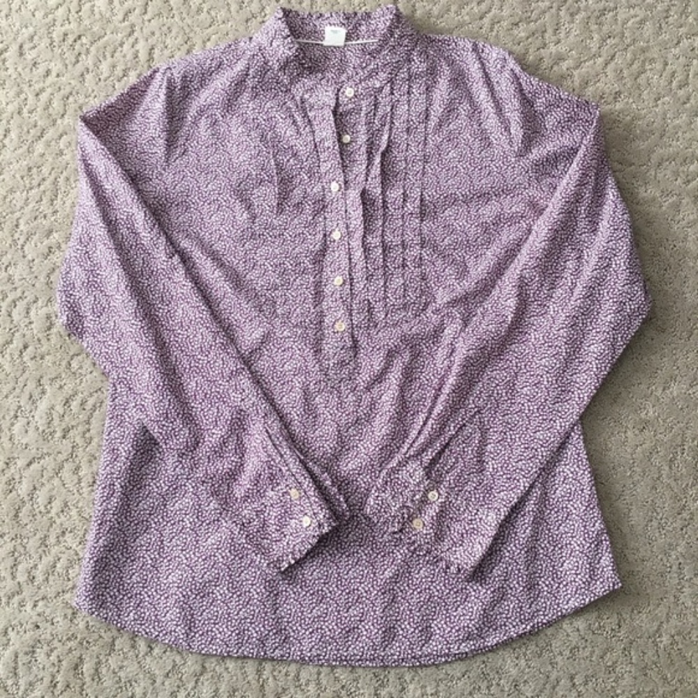 J. CREW Lilah Purple Floral Half Button Shirt XS